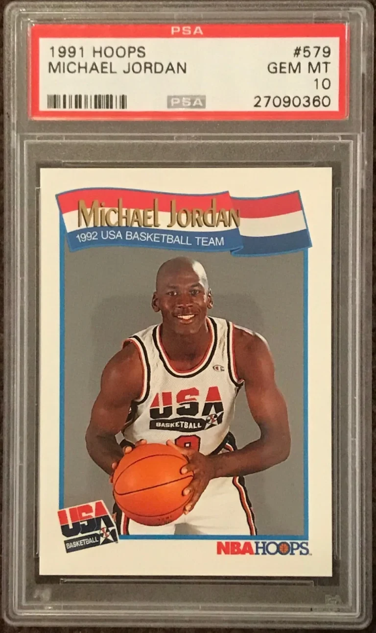 1991 HOOPS #579 MICHAEL JORDAN 🏀 USA DREAM TEAM PSA 10 UNIFORM #9 in SERIALs-l1600