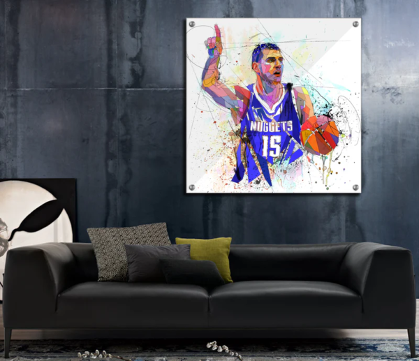 Room Example 1 Nikola Jokic Abstract Canvas Wall Art NBA by Katie Sky