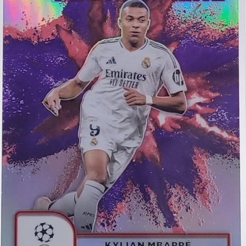 Kylian Mbappé fra Topps Finest Prized Footballers Purple Red Refractor