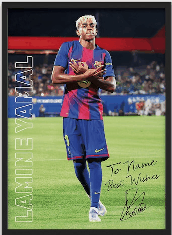 Lamine Yamal auto signed Poster -Cross Arm Celebration