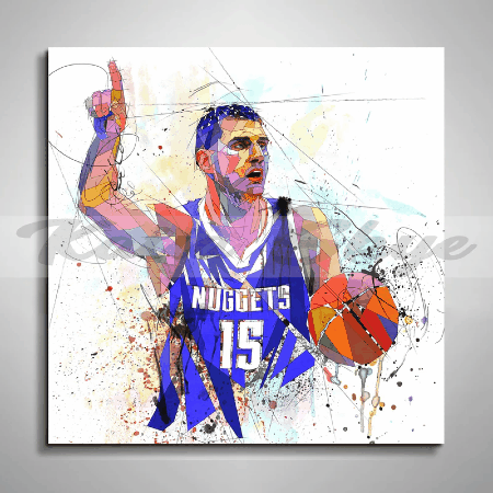 Nikola Jokic Abstract Canvas Wall Art NBA by Katie Sky