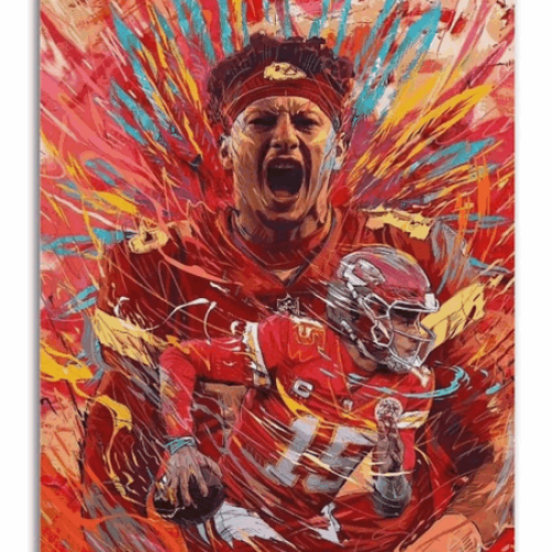 Patrick Mahomes Moder Art Wrapped Canvas - 'Three Deminsional Quarterback'