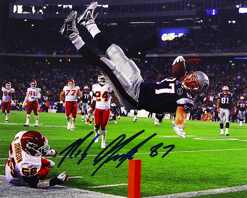 Rob Gronkowski Autographed Poster: New England Patriots 'Touchdown Reach'