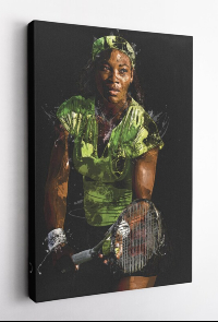 Serena Williams Sports Art - Stretch Canvas Wall Picture - Green Graphic Solid Black