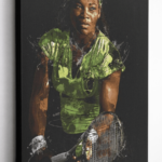 Serena Williams Sports Art - Stretch Canvas Wall Picture - Green Graphic Solid Black