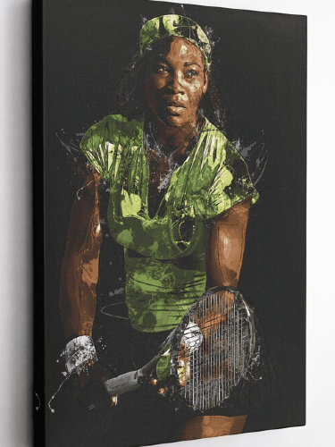 Serena Williams Sports Art - Stretch Canvas Wall Picture - Green Graphic Solid Black