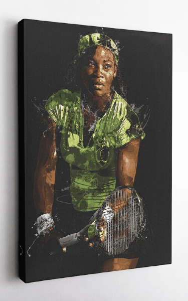 Serena Williams Sports Art - Stretch Canvas Wall Picture - Green Graphic Solid Black