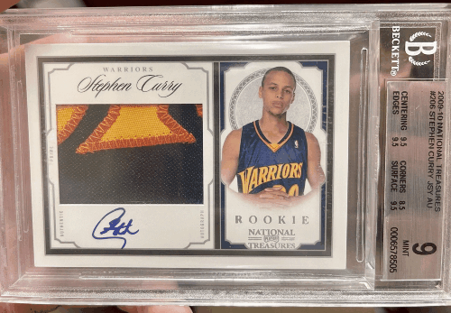 Stephen Curry Autographed Patch Trading Card 2009 National Treasures RC Jersey