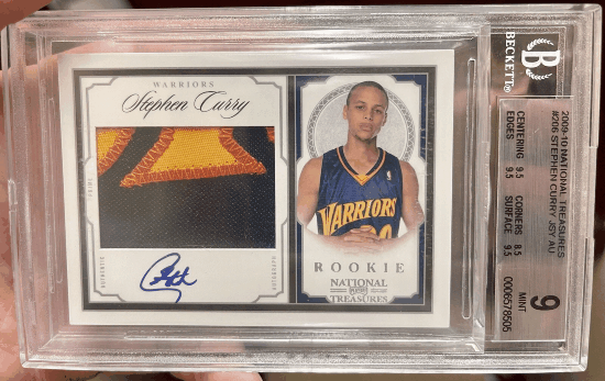 Stephen Curry Autographed Patch Trading Card 2009 National Treasures RC Jersey