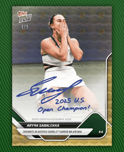 Aryna Sabalenka Topps- US Open celebration 2025 now-one-of-one.celebration (one-of-one)