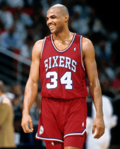 Charles Barkley 76er's 1990 Glossy Photo - Red  NBA 76er's Uniform - Title: 'Beautiful Smile'