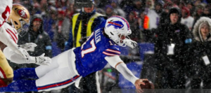Josh Allen goa; line snow-goal line-reach