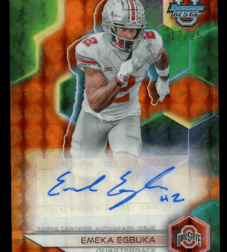 Emeka Egbuka Card: 2023-Bowman U Best Orange Refractor A