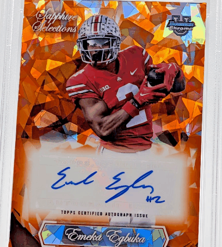 Emeka Egbuka Card: 2023 Bowman U Sapphire Orange Autographed Rookie