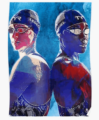 Katie Ledecky and Simone Manuel Premium Matte Vertical Poster