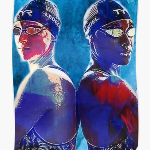 Katie Ledecky and Simone Manuel Premium Matte Vertical Poster