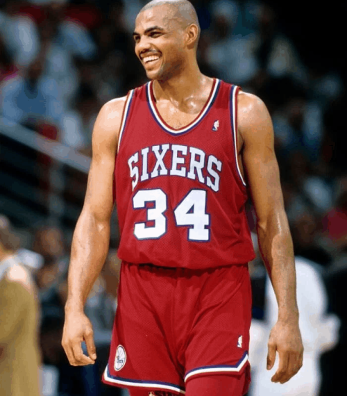 Charles Barkley 76er's 1990 Glossy Photo - Red  NBA 76er's Uniform - Title: 'Beautiful Smile'